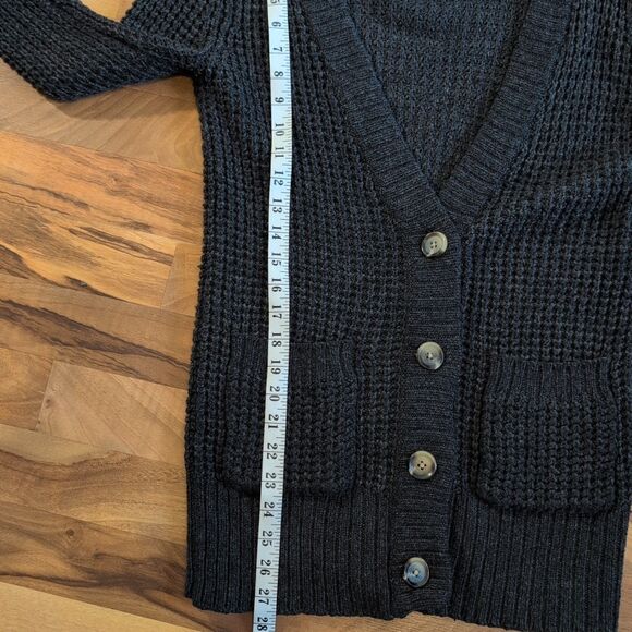 Aerie Sweater Women's Size Small Petite Black Cardigan Knit Button Up Wool Blend - Picture 8 of 10